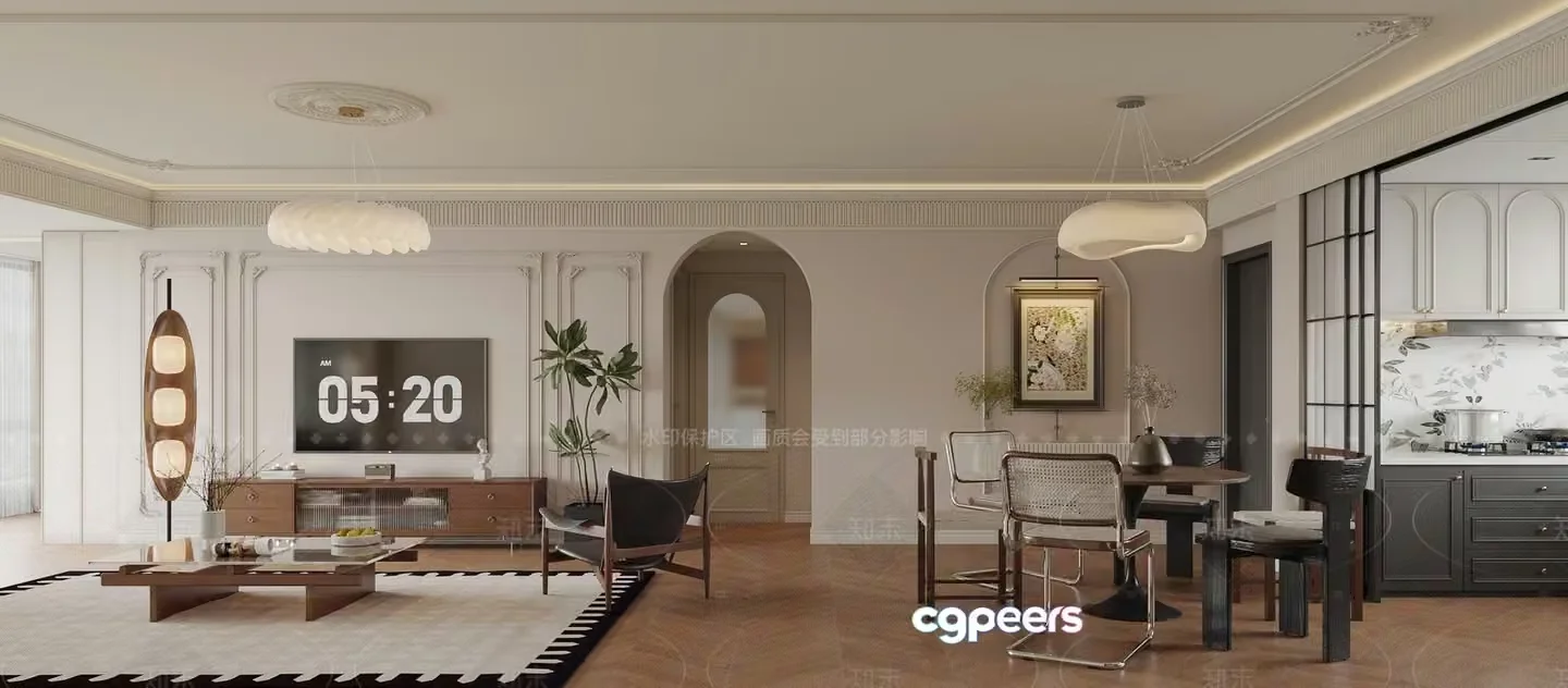 Modern Living Room 3D Model – 21326 – CORONA Render