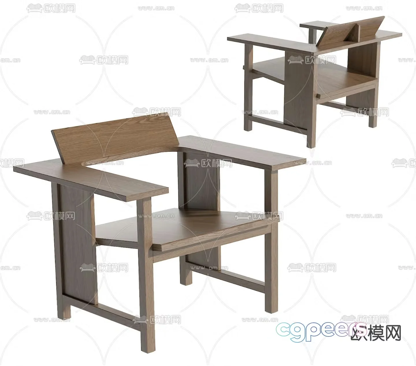 Wabi-sabi style leisure chair 3d model
