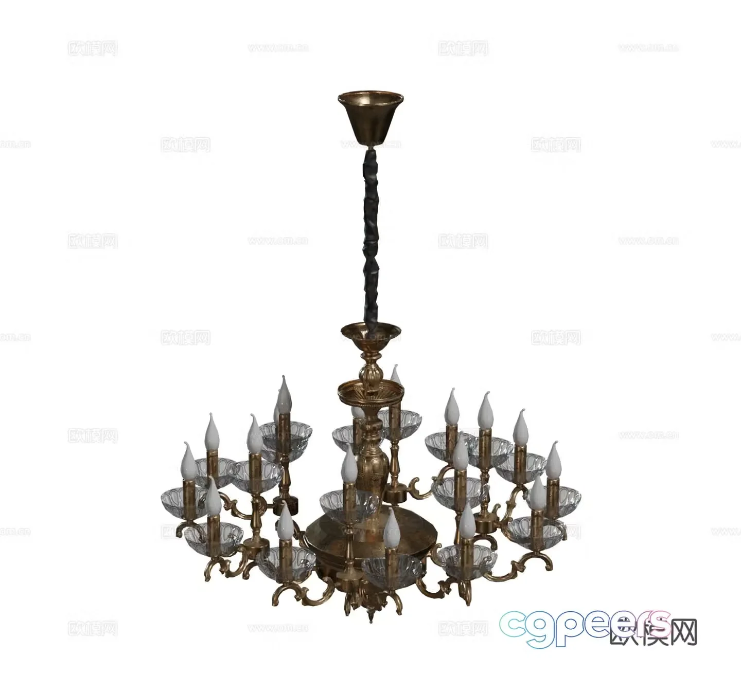 European American French lobby living room chandeliers candlestick metal chandeliers combination 3D model