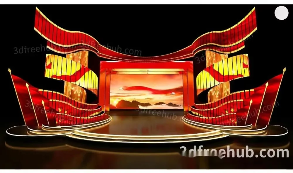A 3D Stage Design Showcasing A Vibrant And Dynamic 3D Model – 22913 – VRAY Render