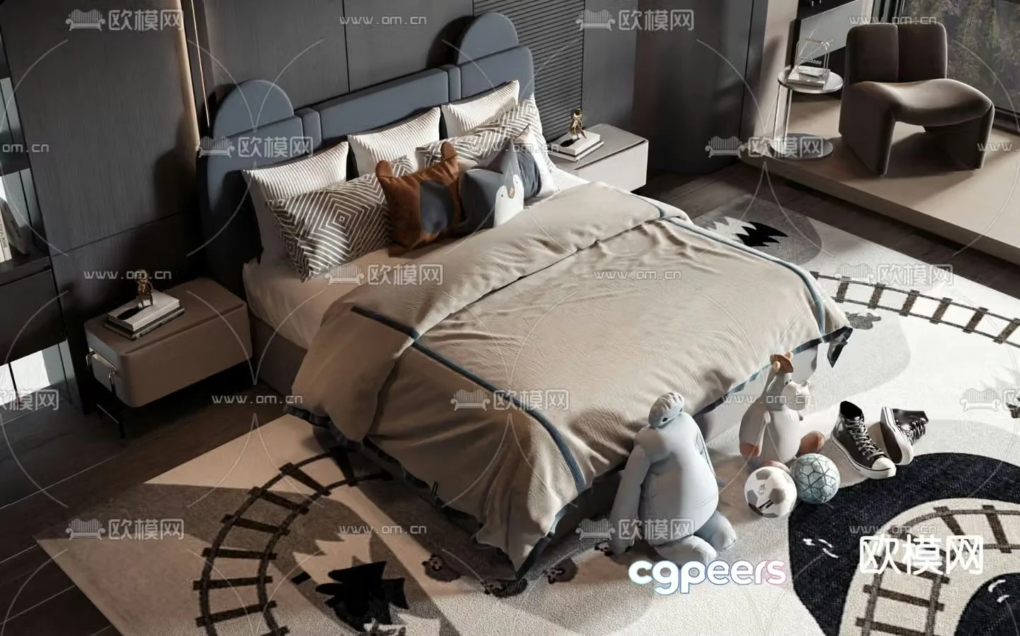 Cartoon children’s bed 3d model