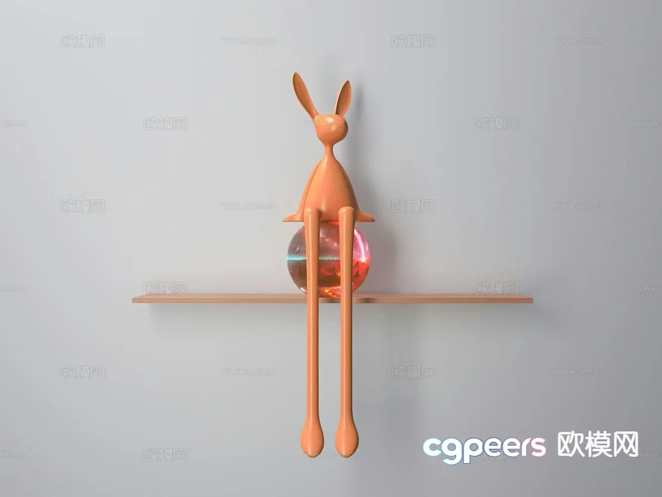 Modern statue plastic long-legged rabbit statue ornaments 3d model