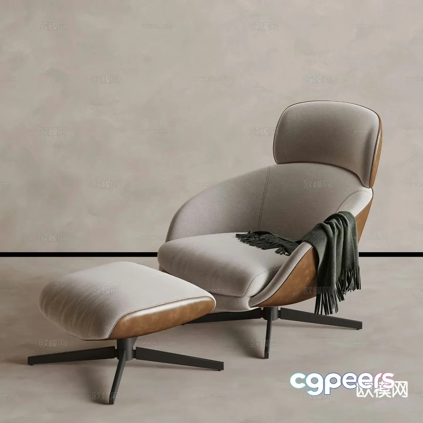 Modern lounge chair footrest 3d model