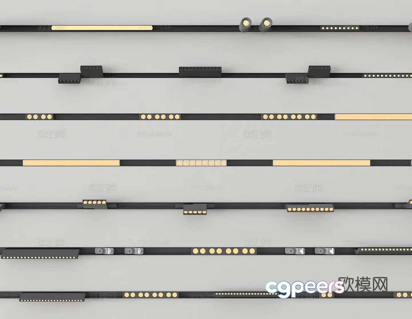 Magnetic lamp track spotlight light strip 3d model