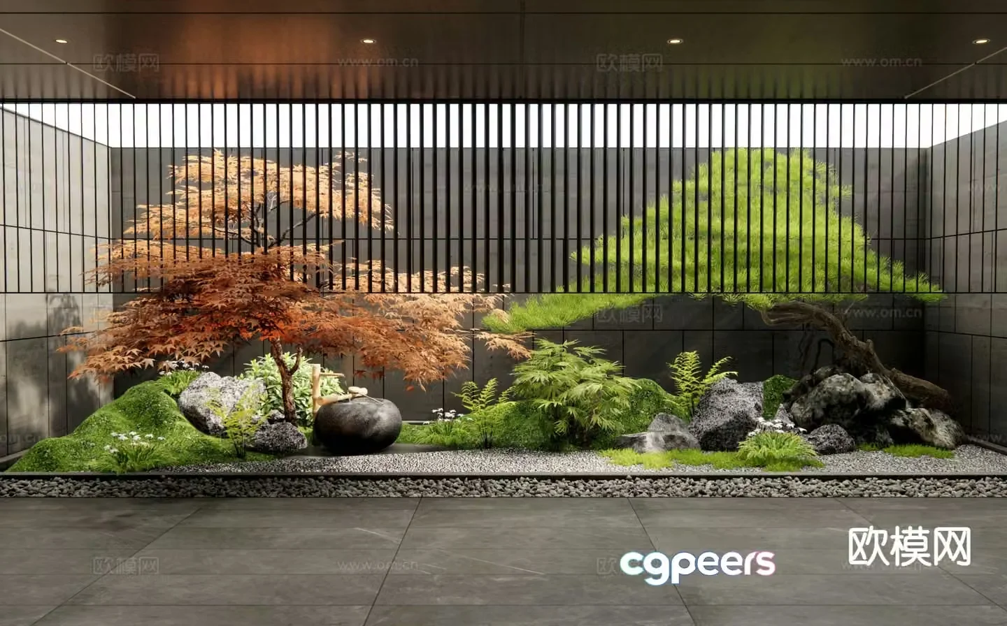 Indoor landscape plant landscaping flowing water bowl 3d model