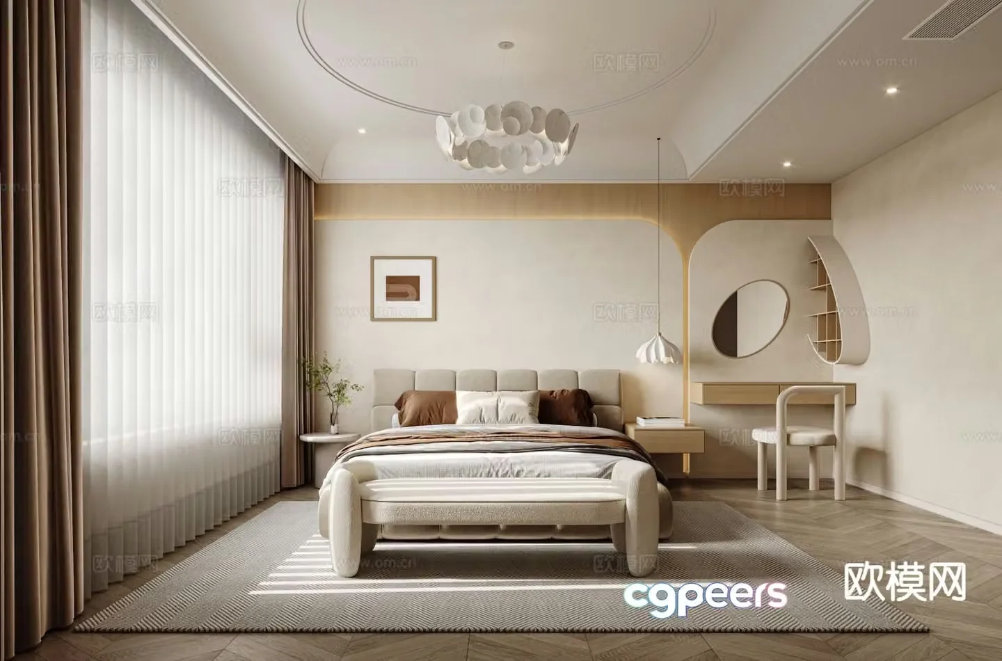 Cream style bedroom master bedroom 3d model