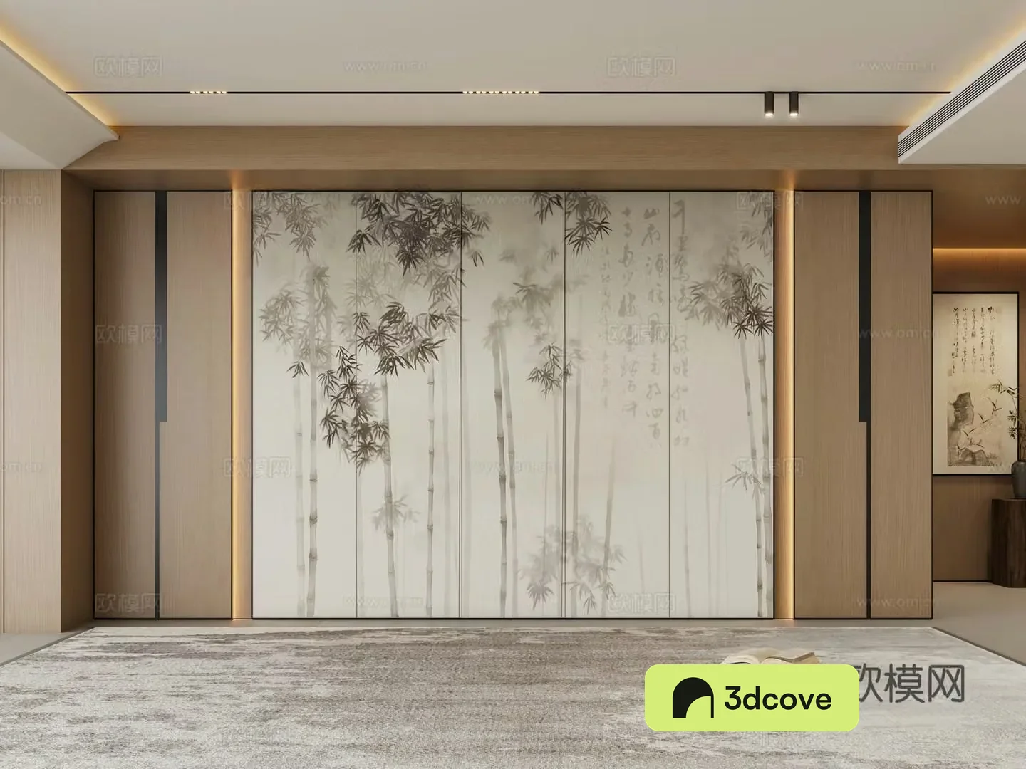 New Chinese sofa background wall