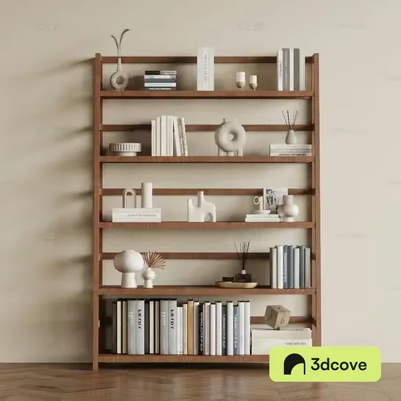 A Tall Wooden Bookshelf