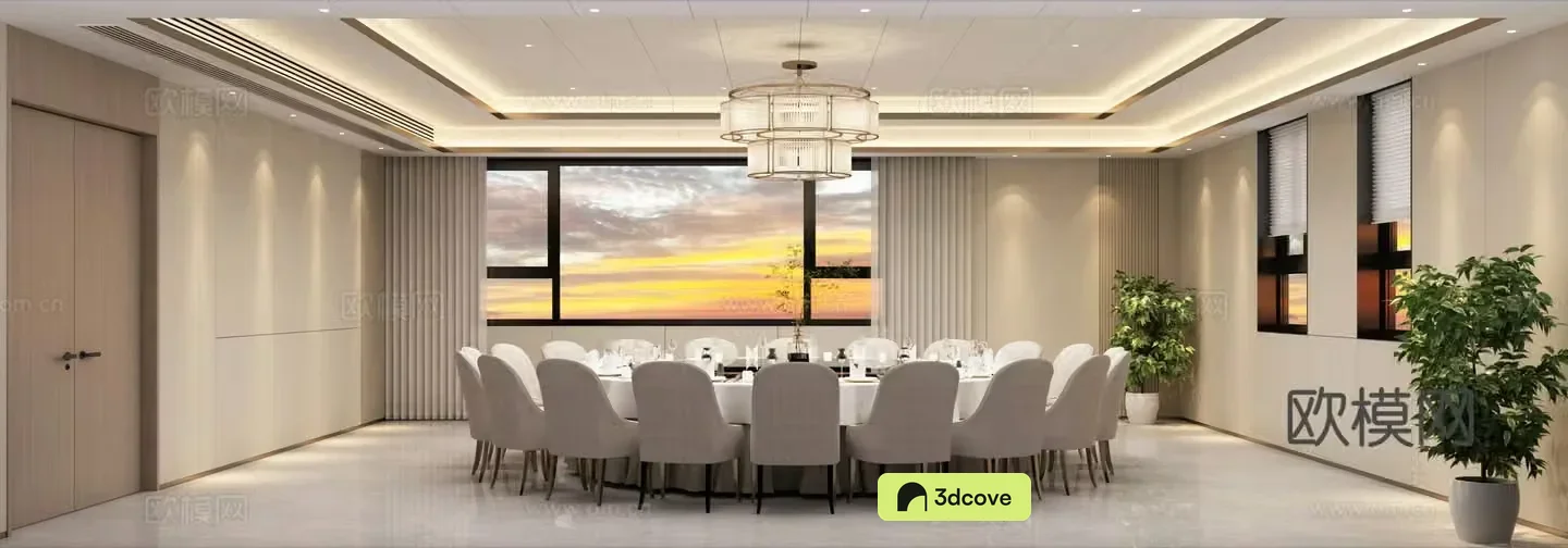 Modern private room Dining room Modern round table