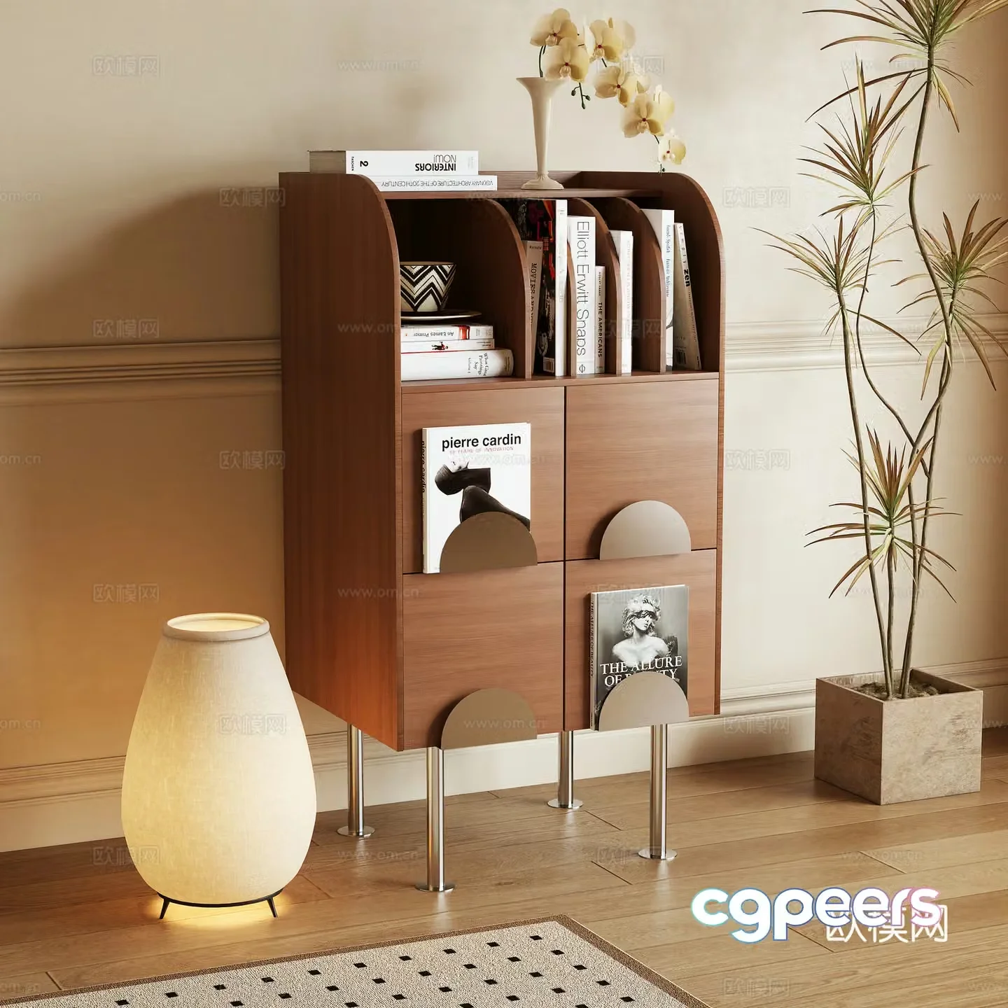 Log wind chest cabinet side cabinet storage cabinet 3d model