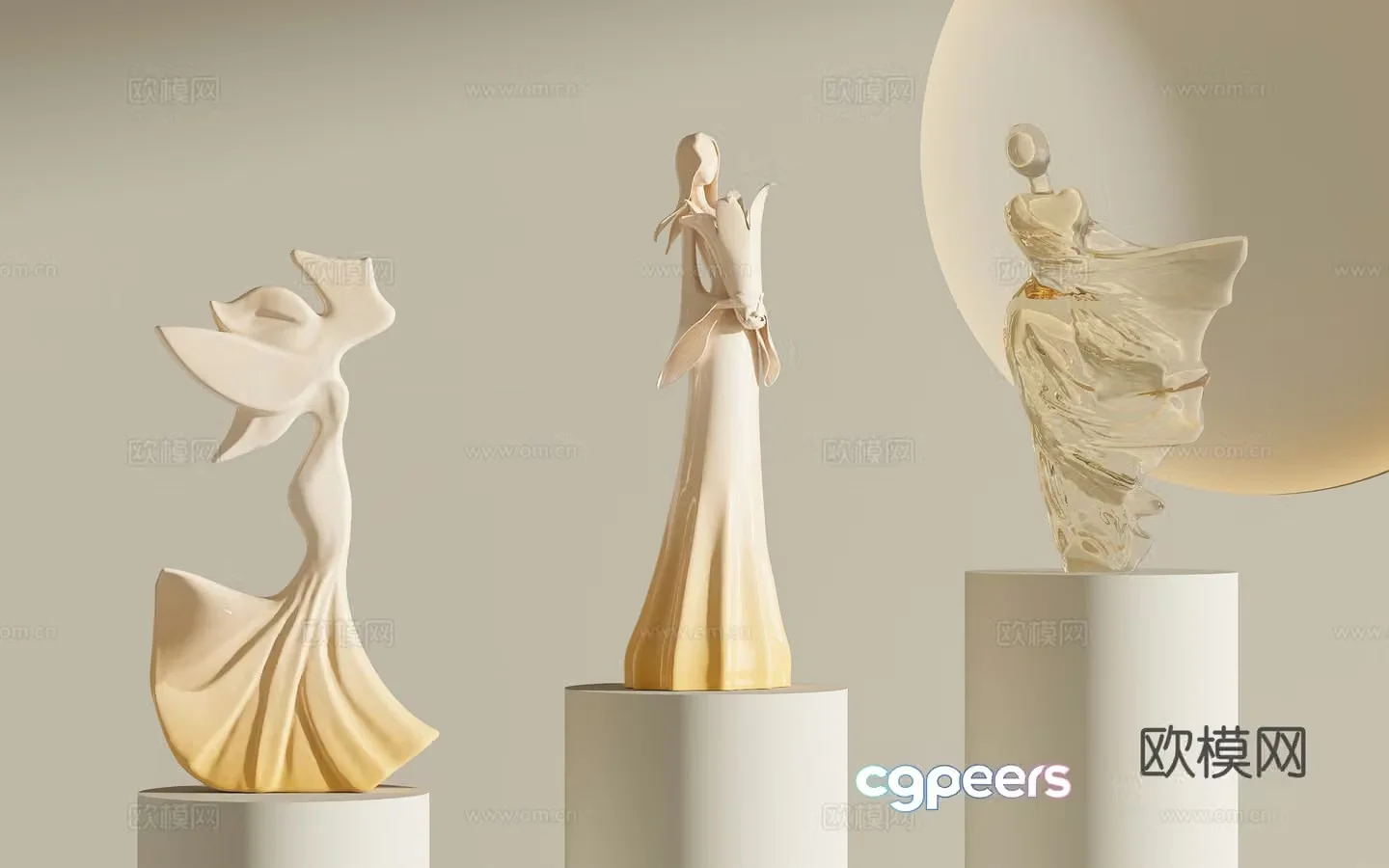 French cream sculpture ornaments plaster ornaments Art sculpture Abstract sculpture Light luxury sculpture 3d model