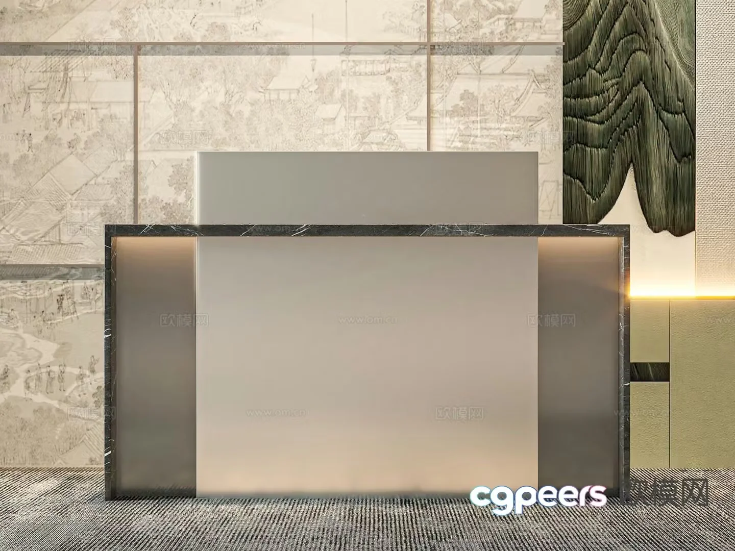 Front desk reception desk service desk 3d model