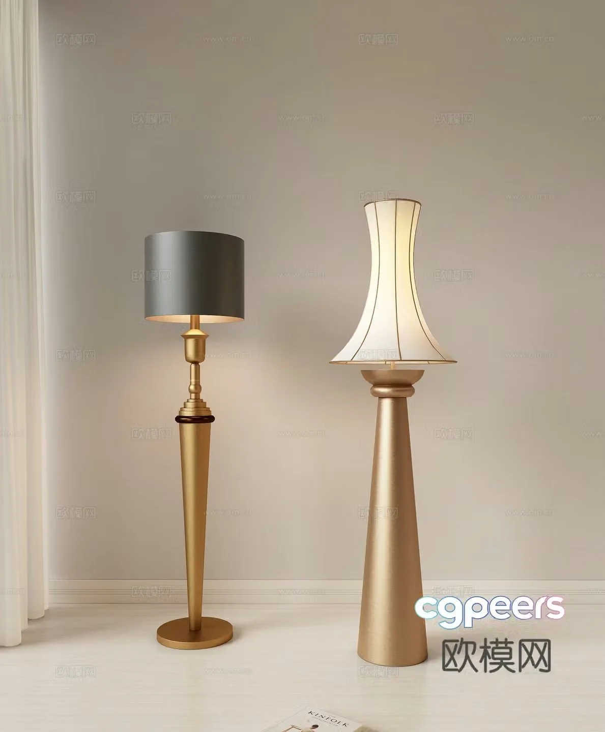Modern light luxury metal floor lamp Living room floor lamp Study room floor lamp Retro floor lamp 3D model