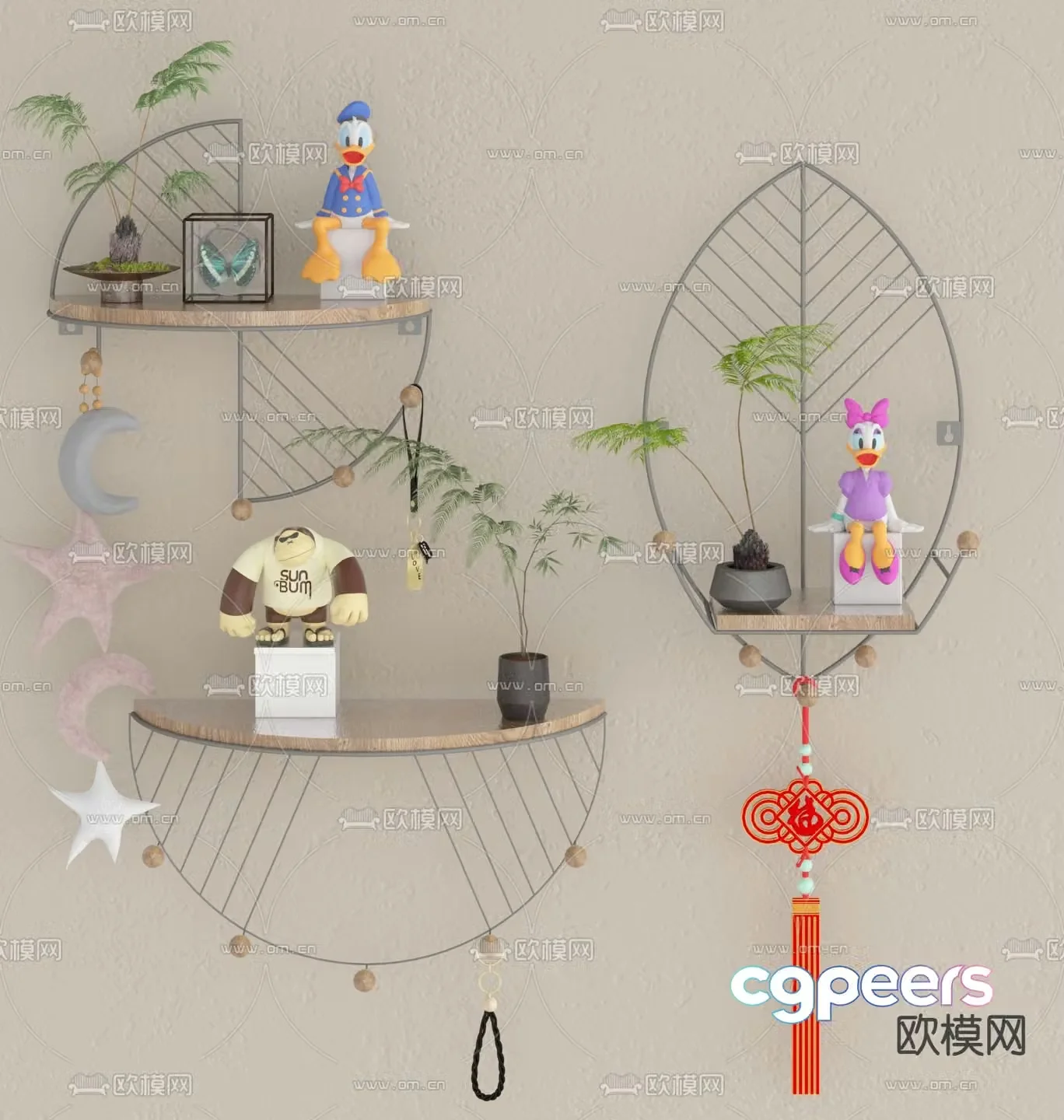 Modern wall cabinet wall-mounted rack display rack 3D model