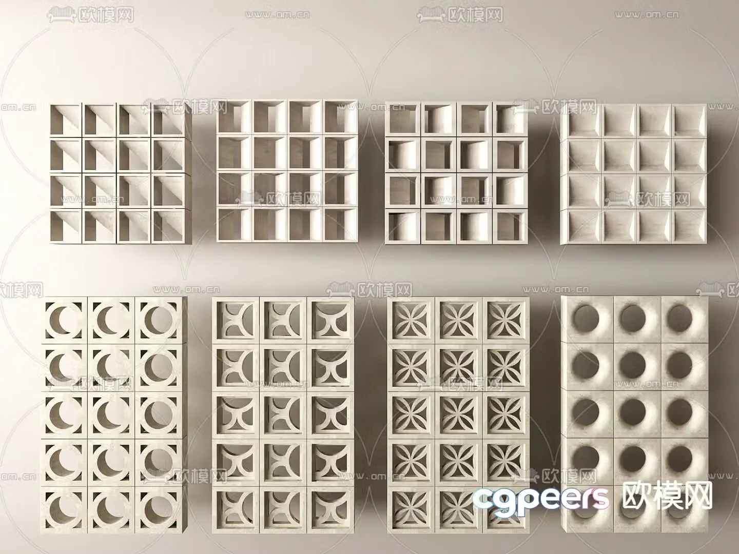 Hollow cement brick hollow cement partition 3d model
