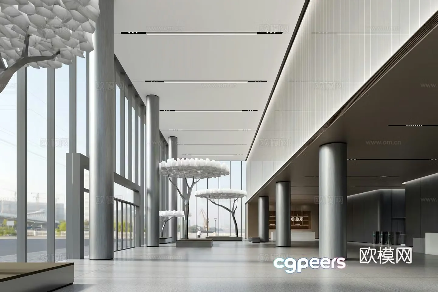 Modern office lobby 3d model