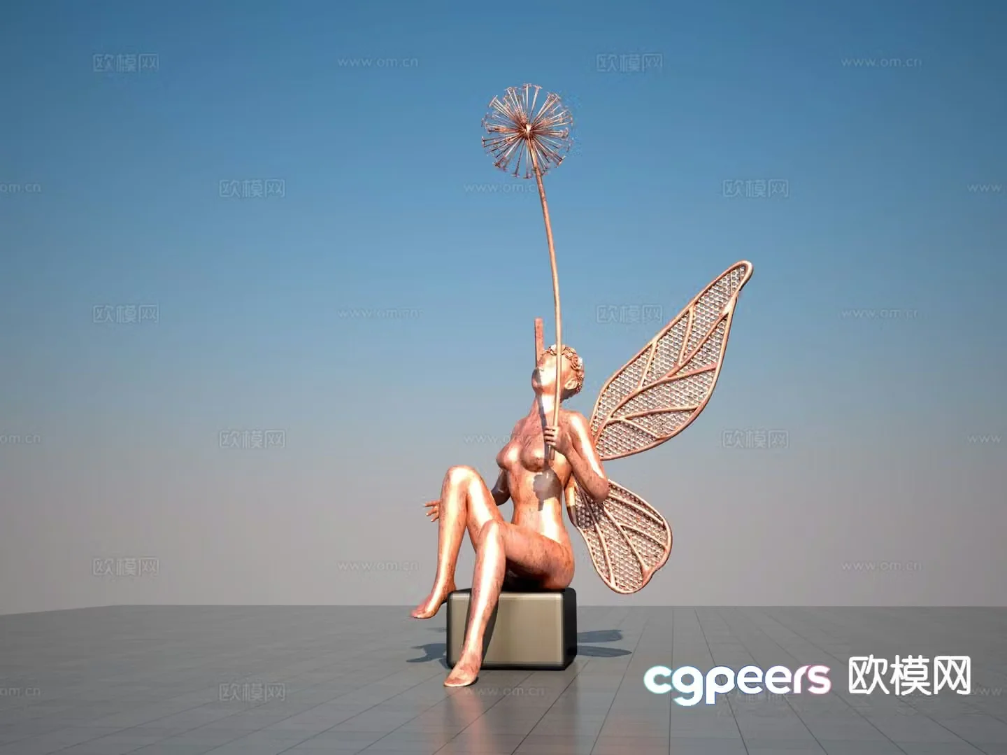 Butterfly Dandelion Angel Sculpture 3d model