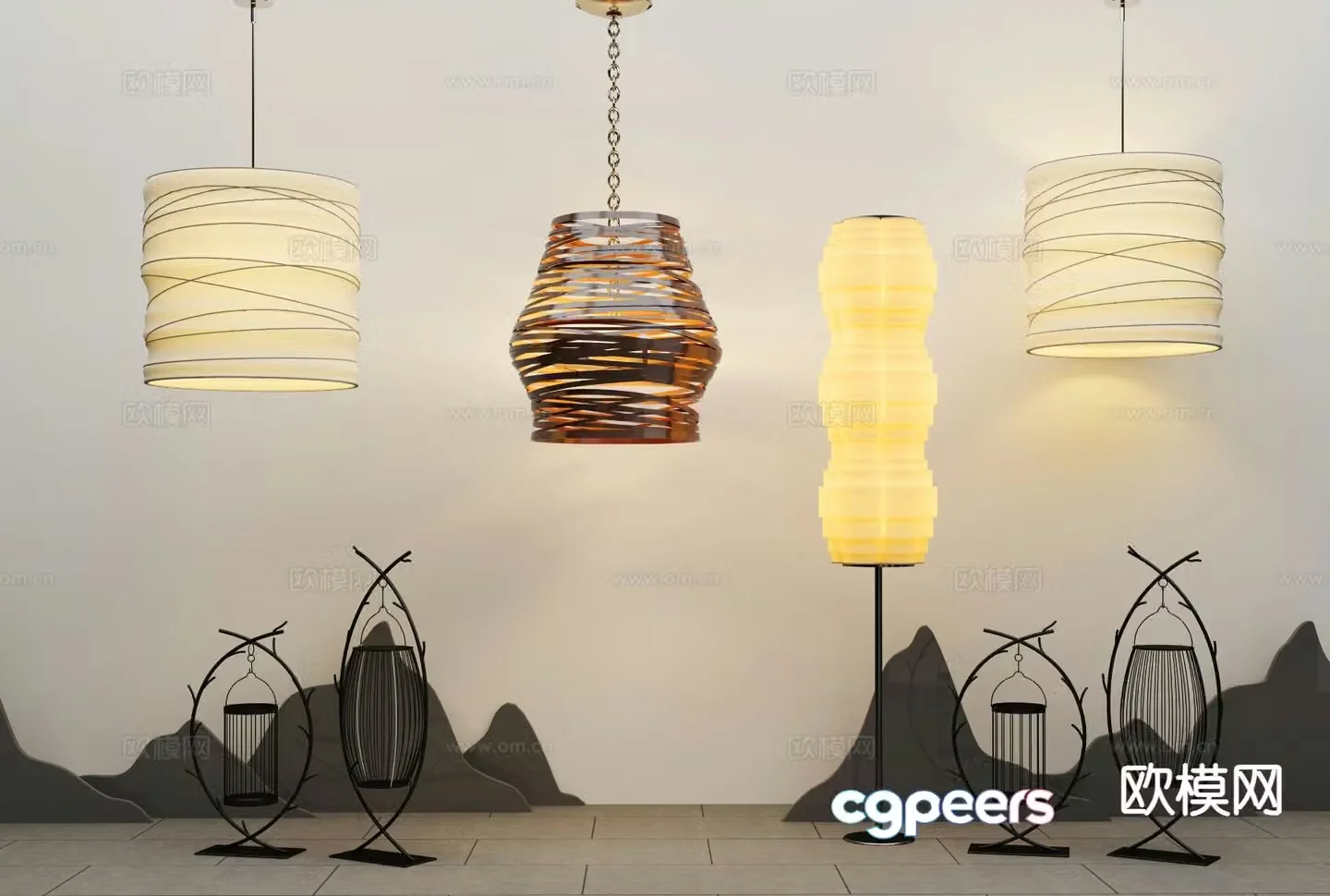 New Chinese style chandelier art chandelier 3d model