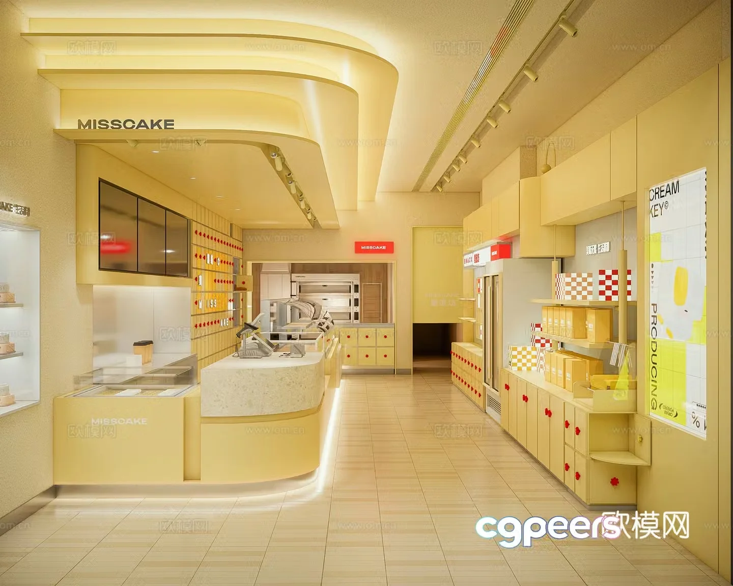 Modern creamy bakery dessert shop cake shop cafe 3d model