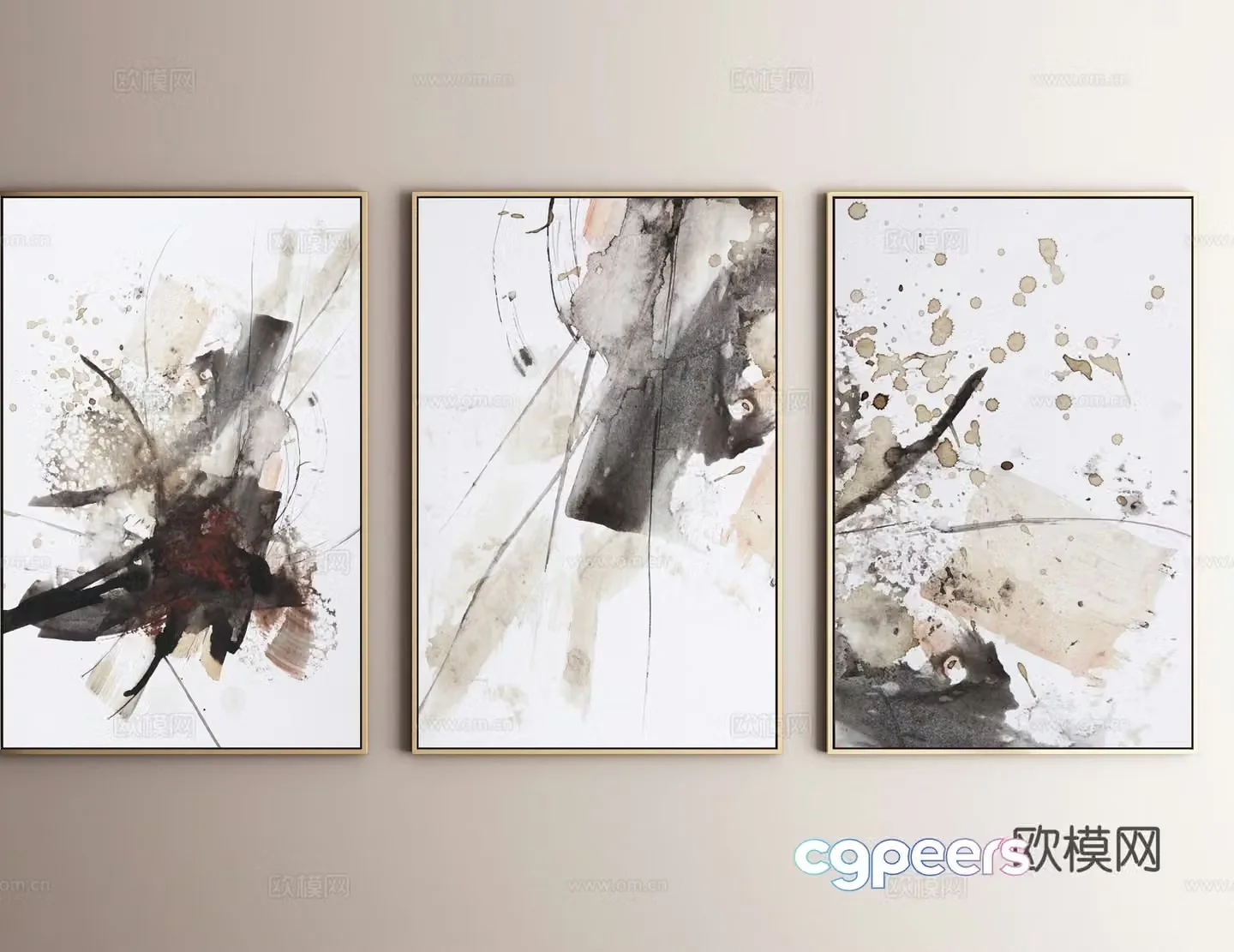 Modern art hanging painting texture painting 3d model