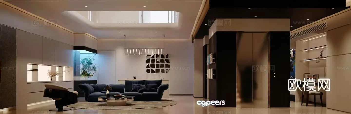 Modern villa living room 3d model