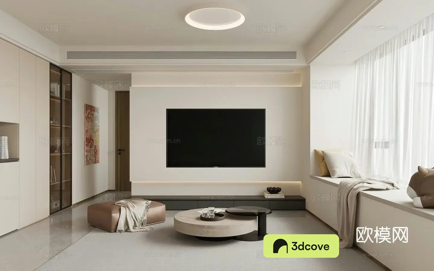 Modern living room TV cabinet ceiling light Modern living room dining room Simple TV background wall Coffee table