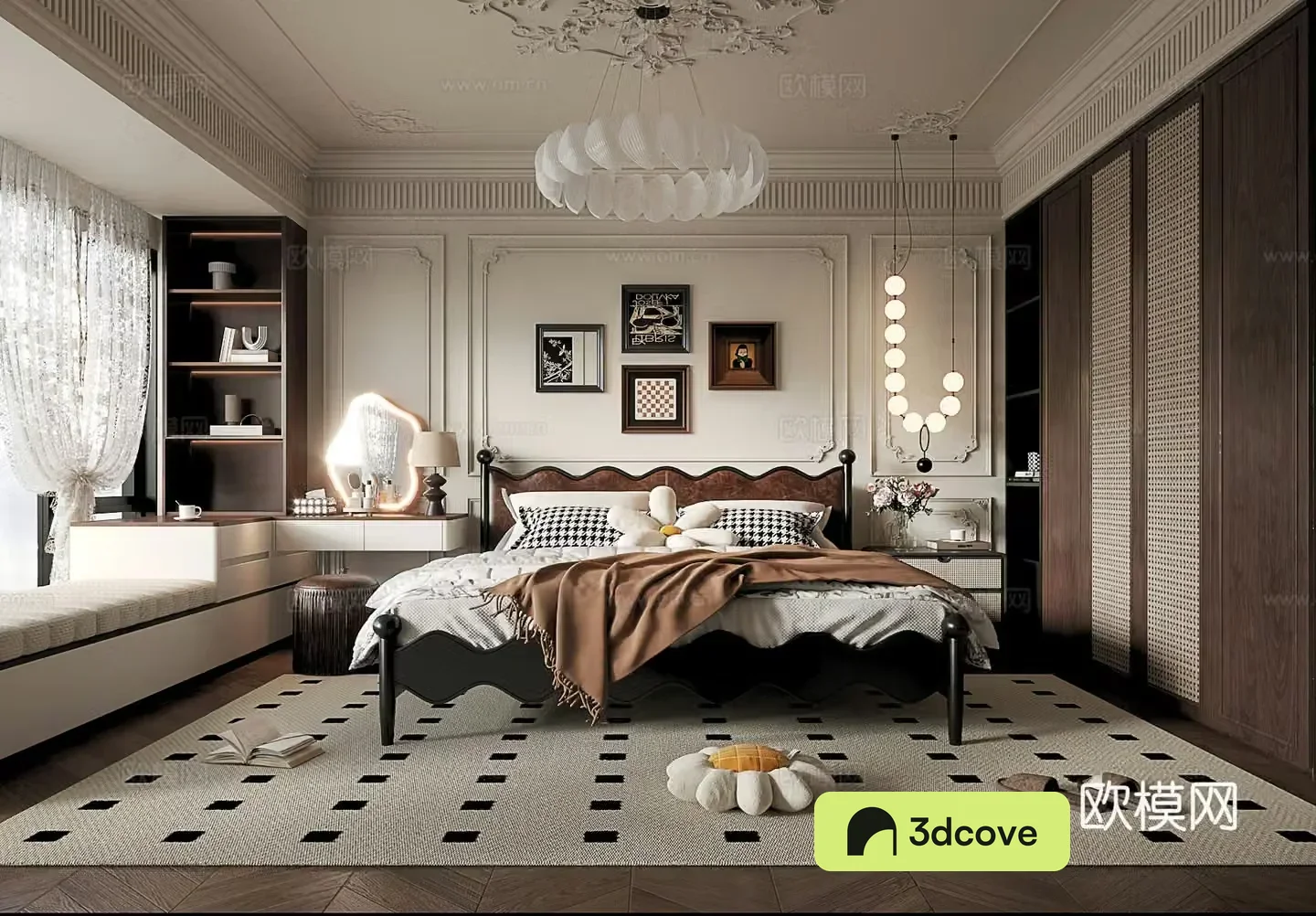 French retro master bedroom 3d model