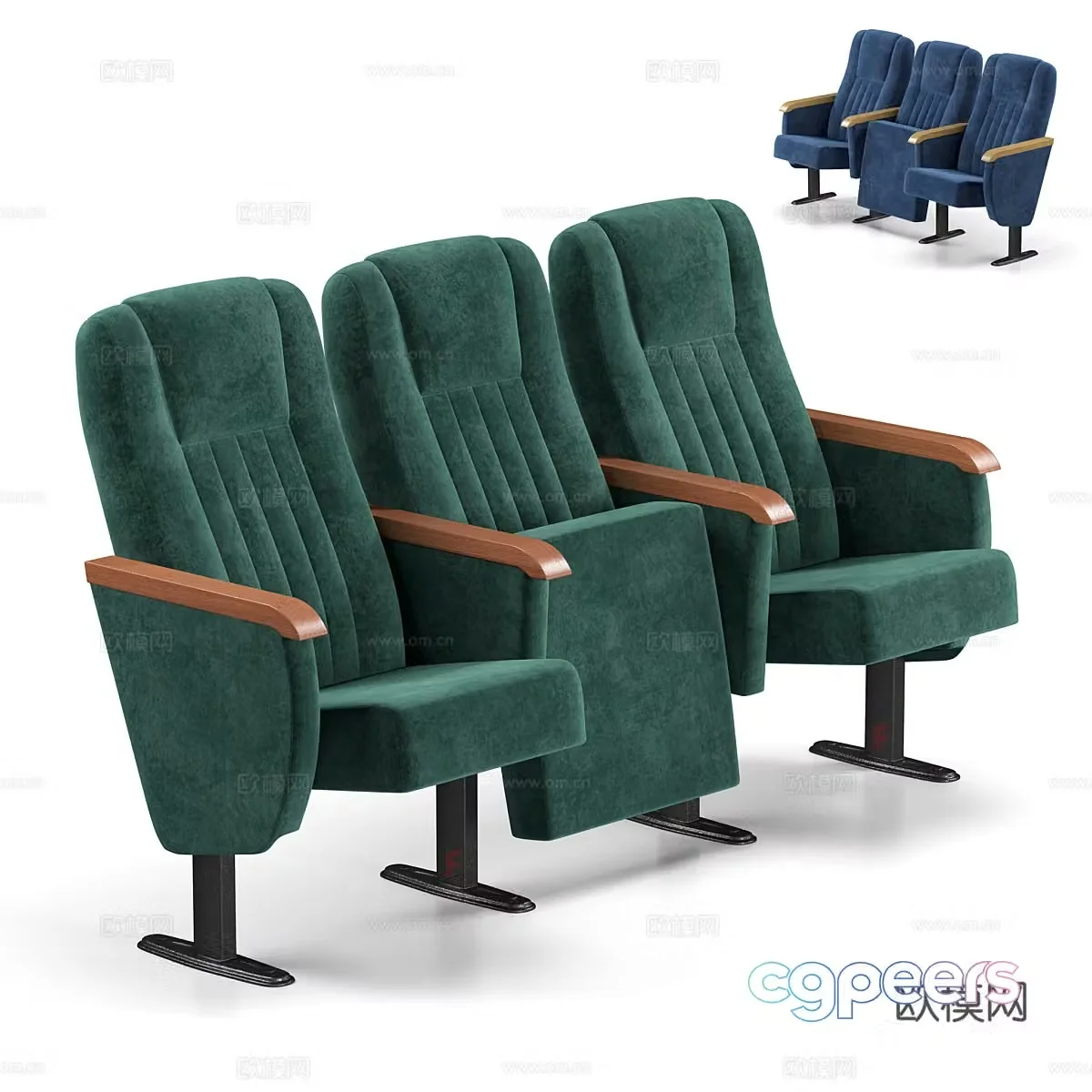 Nordic row chair simple cinema chair 3d model