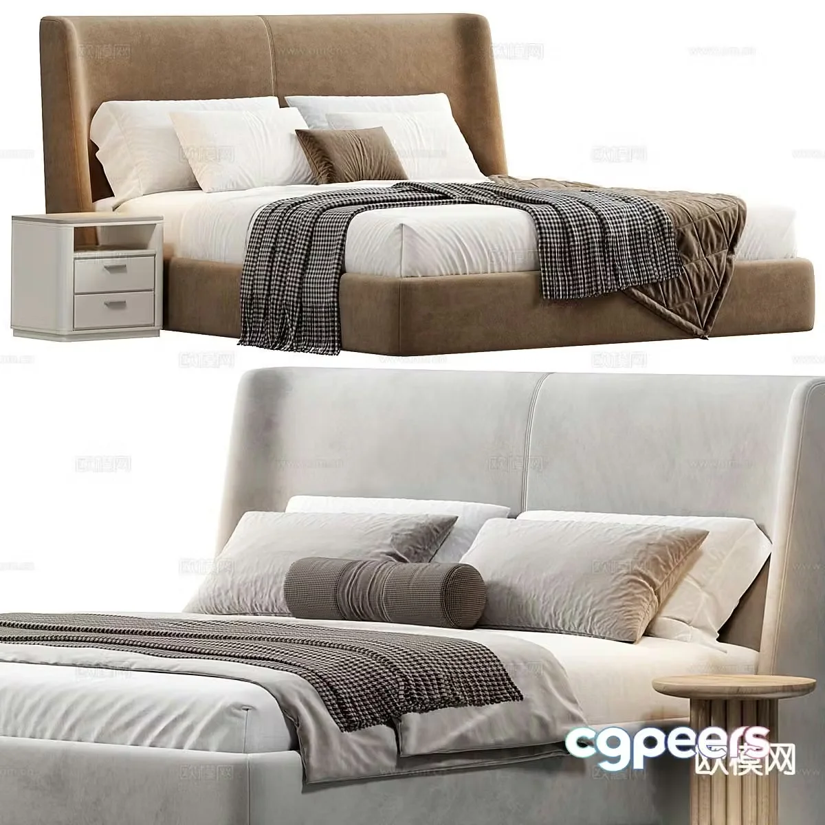 Modern double bed 3d model