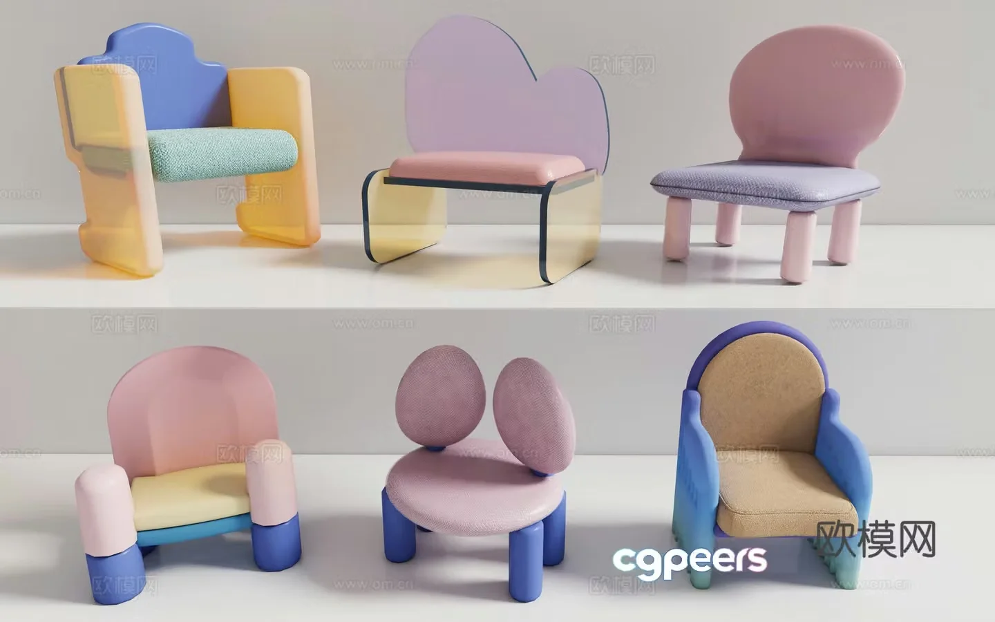 Creative cartoon children’s stool leisure chair single chair stool children’s chair stool children’s seat candy color chair stool 3D model