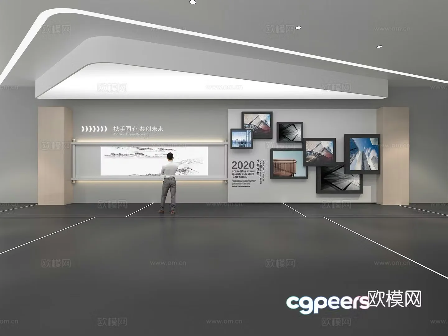 Cultural wall Corporate culture wall Display wall Theme wall Exhibition hall Campus culture Corridor 3D model
