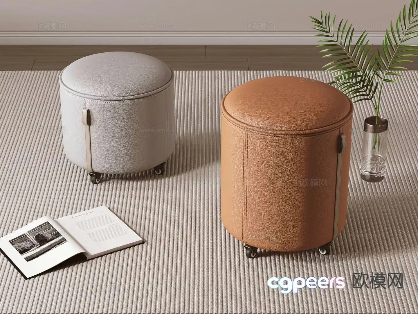 Modern sofa stool round stool low stool stool 3d model