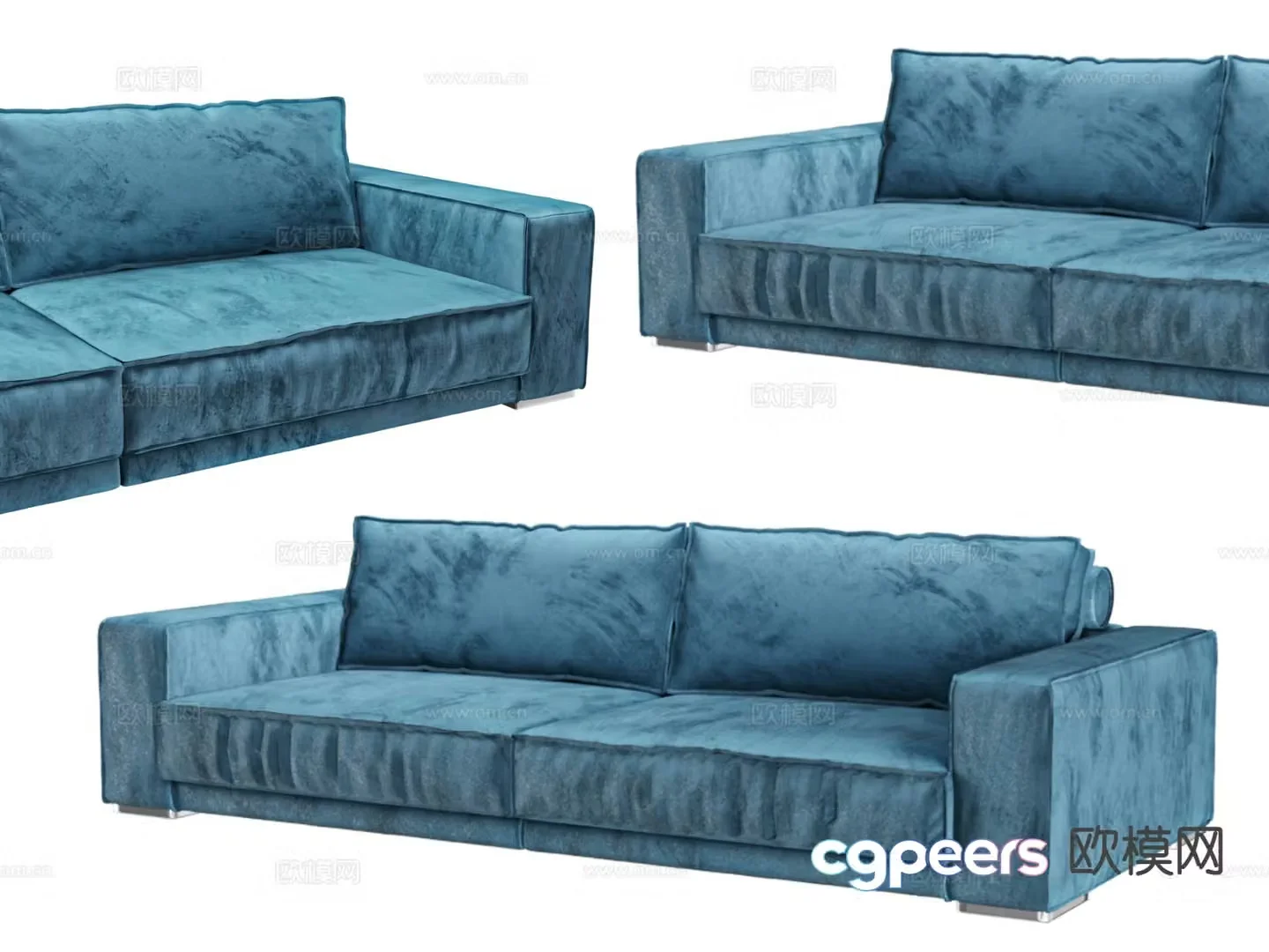 Double sofa blue sofa 3d model