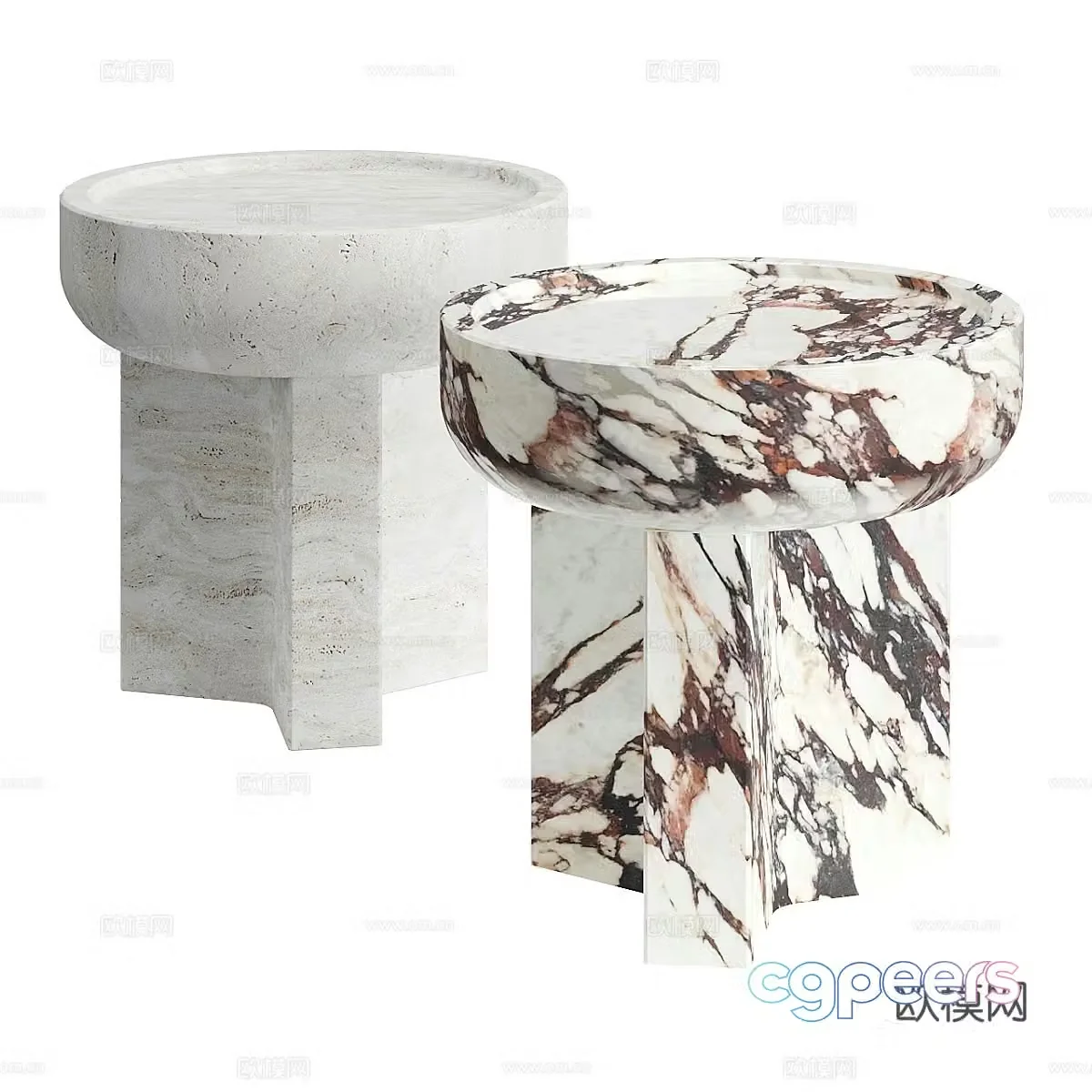 Modern Italian Henry marble side table 3D model