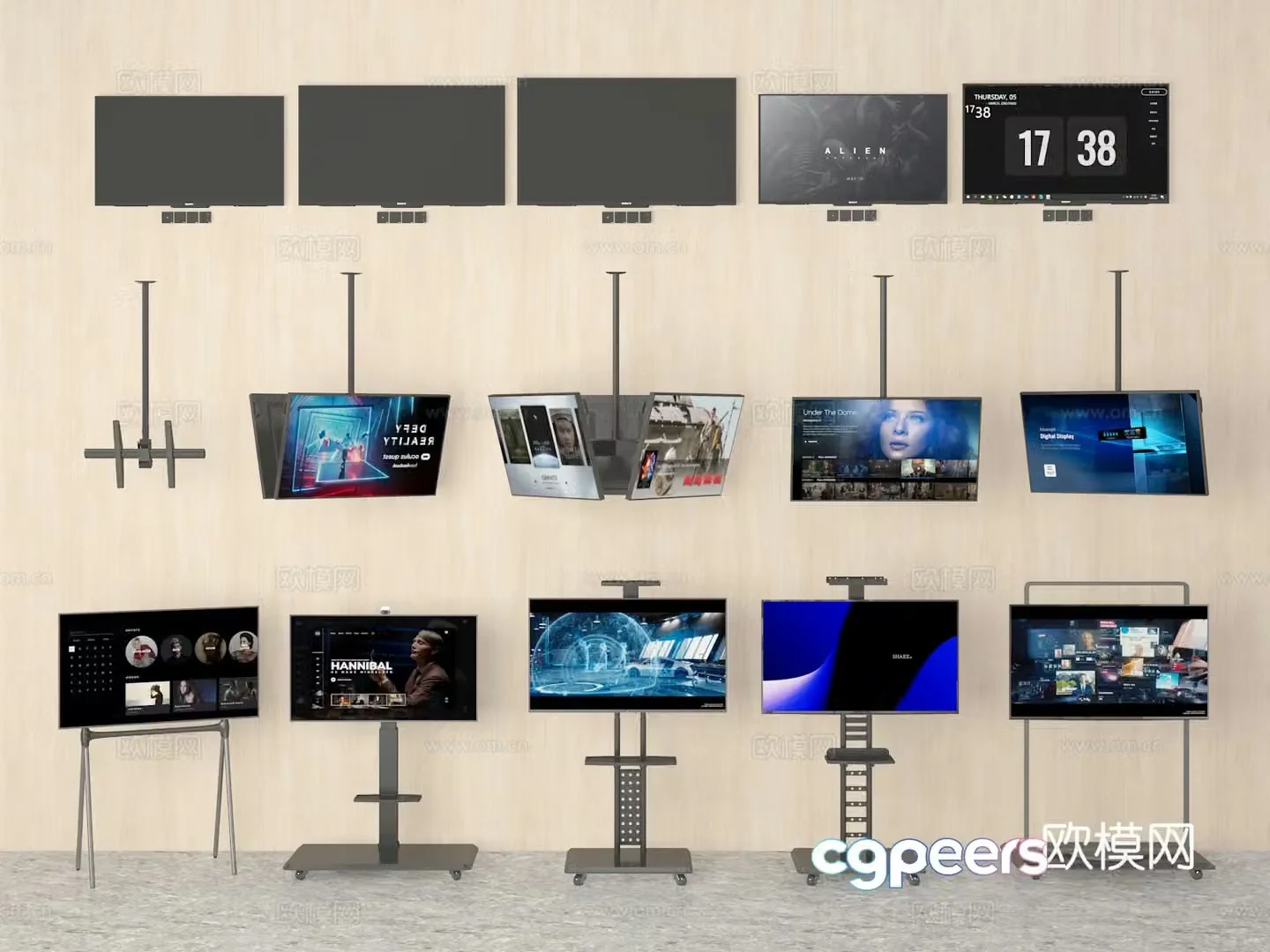wall mounted tv stand tv lcd tv 3d model