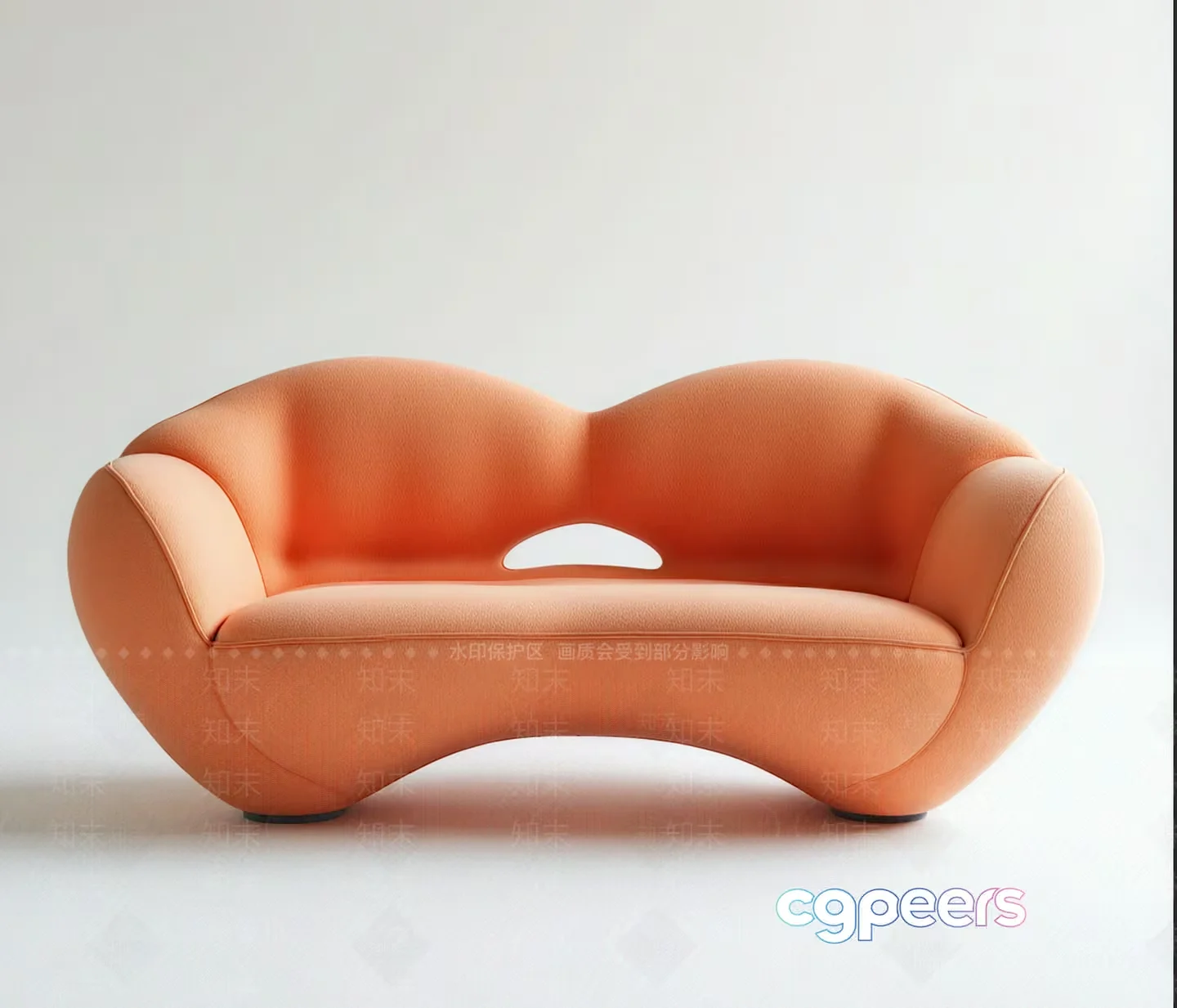 Modern Orange Sofa 3D Model – 6146 – VRAY Render