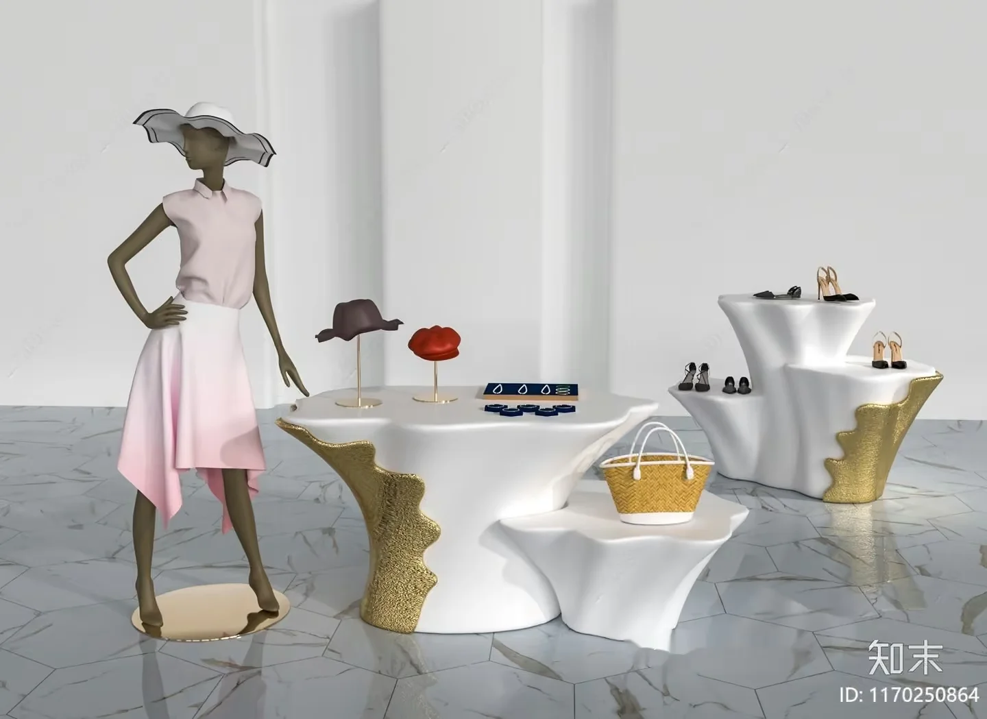 A Fashion Store With A Mannequin And Display Tables 3D Model – 22116 – VRAY Render