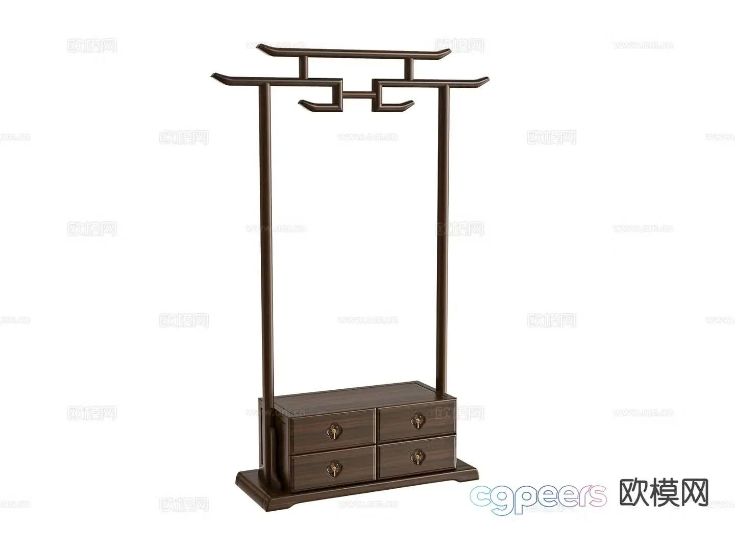 New Chinese style clothes hanger floor hanger 3D model