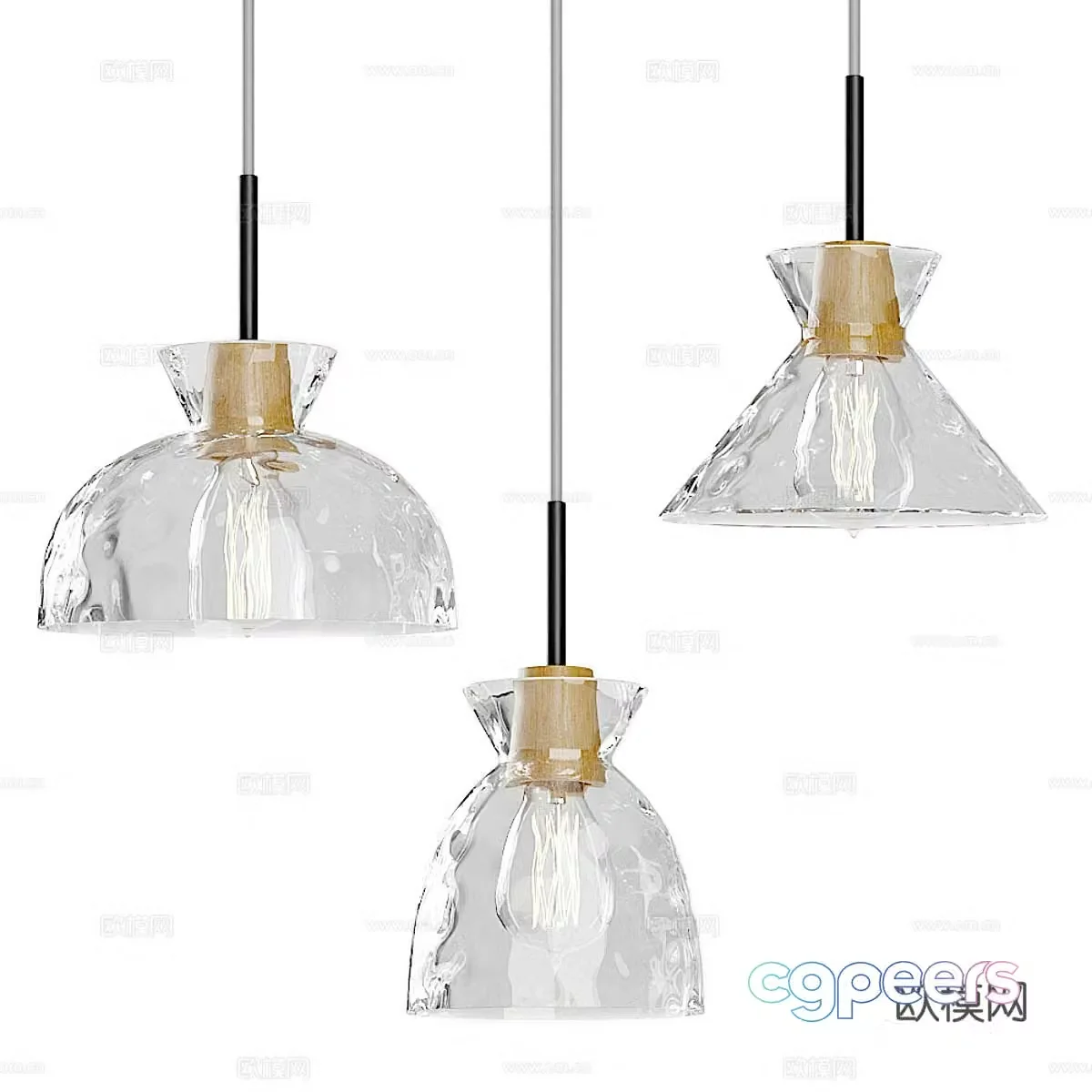 New Chinese style light luxury Lampatron Omg glass chandelier 3d model