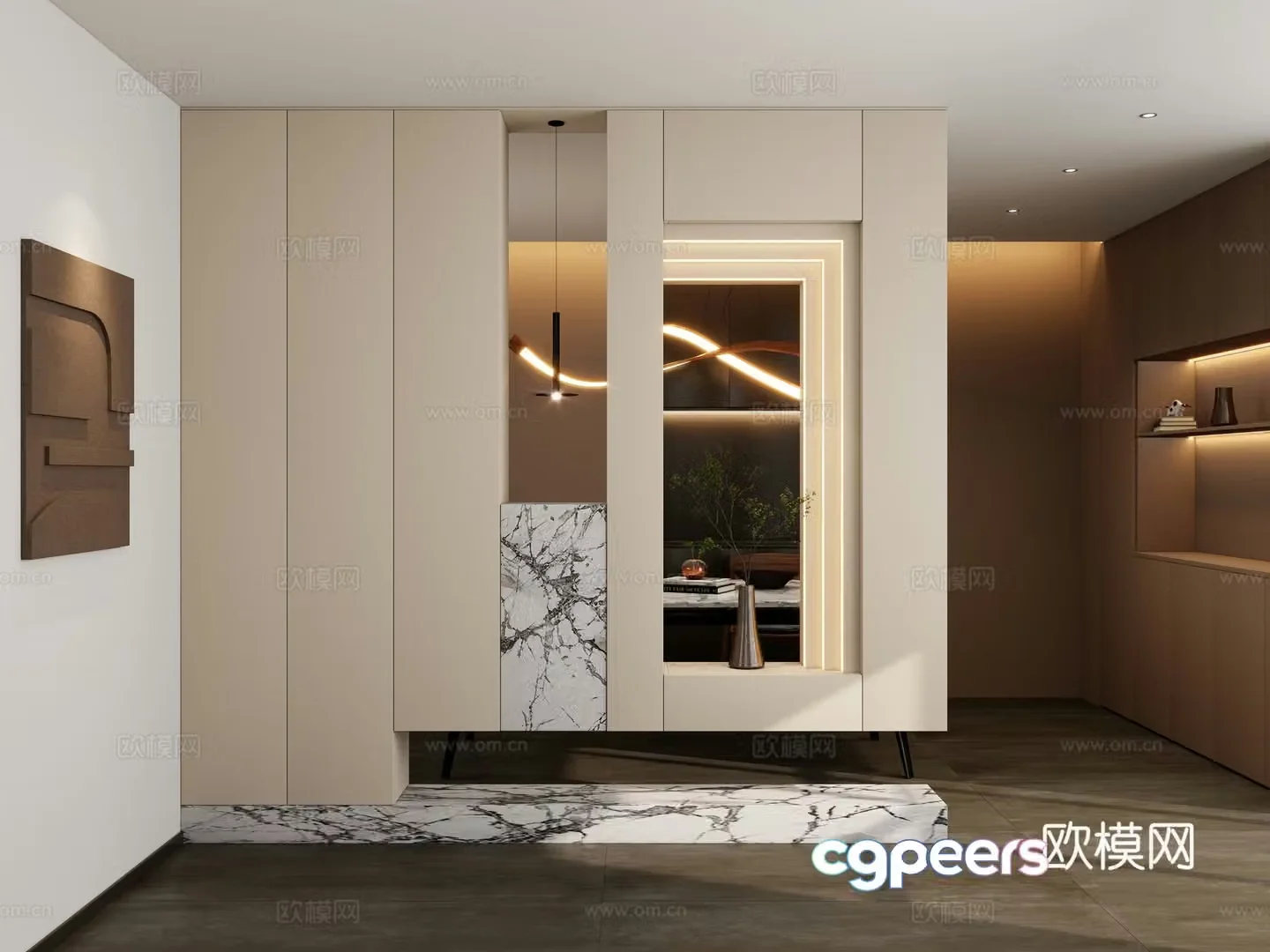 Italian style light luxury style Scapa stacked transparent view end view cabinet entrance partition entrance 3D model