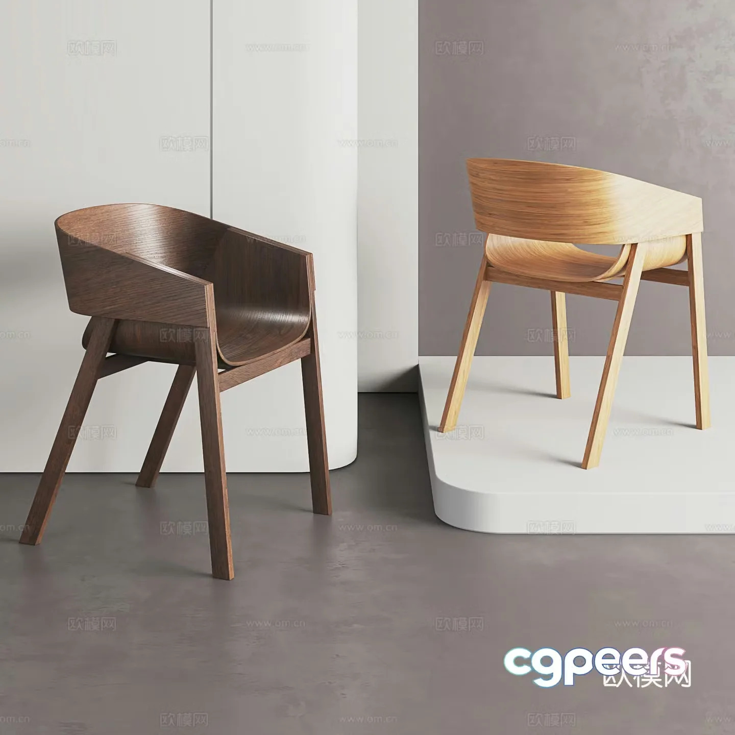 Retro dining chair Wasabi wind chair Solid wood backrest chair Cafe chair Desk chair 3d model