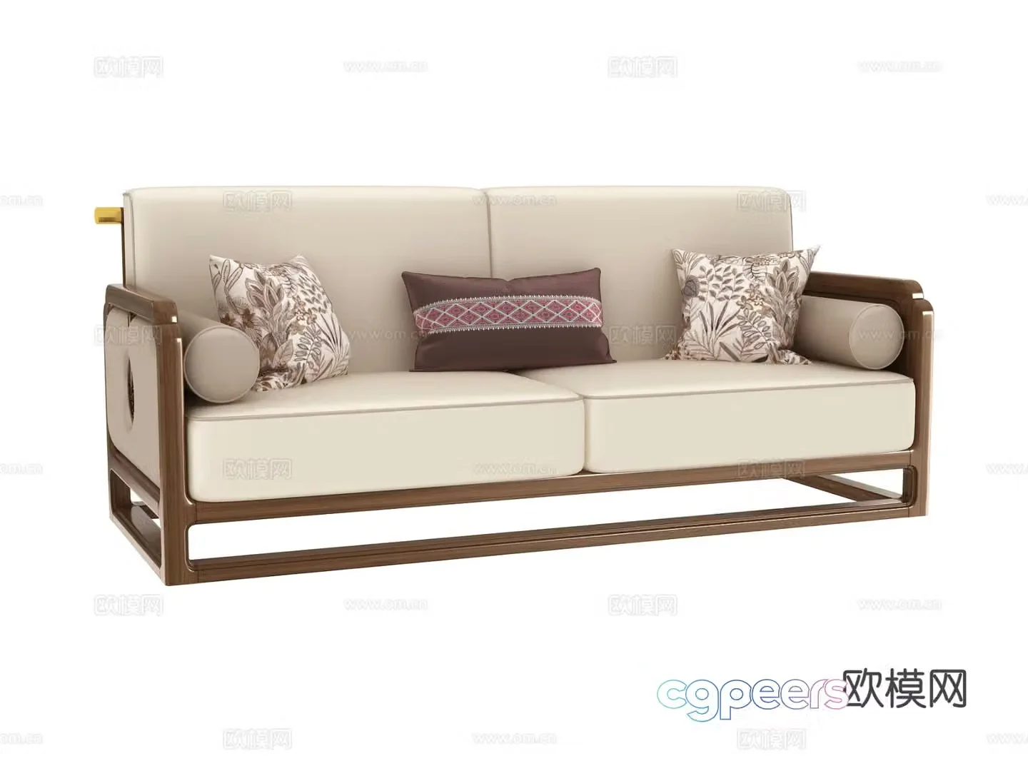 Double sofa leather sofa 3d model