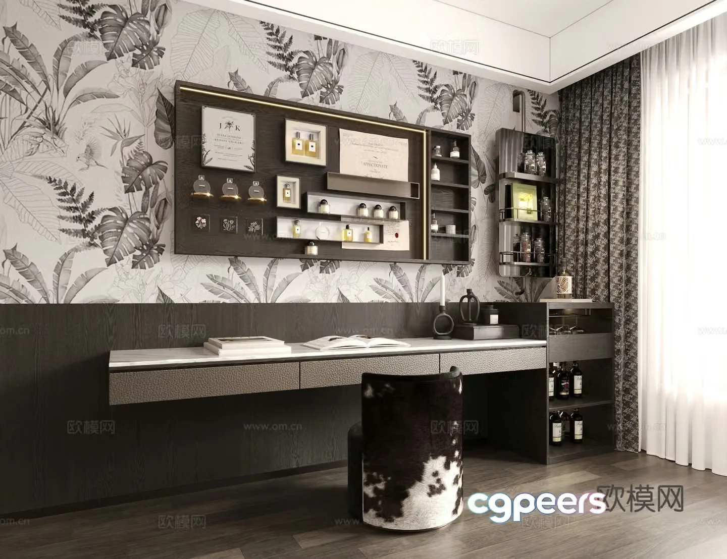 Bedding cabinet dressing table stool wall decoration wine cabinet decoration cabinet desk perfume ornament 3D model