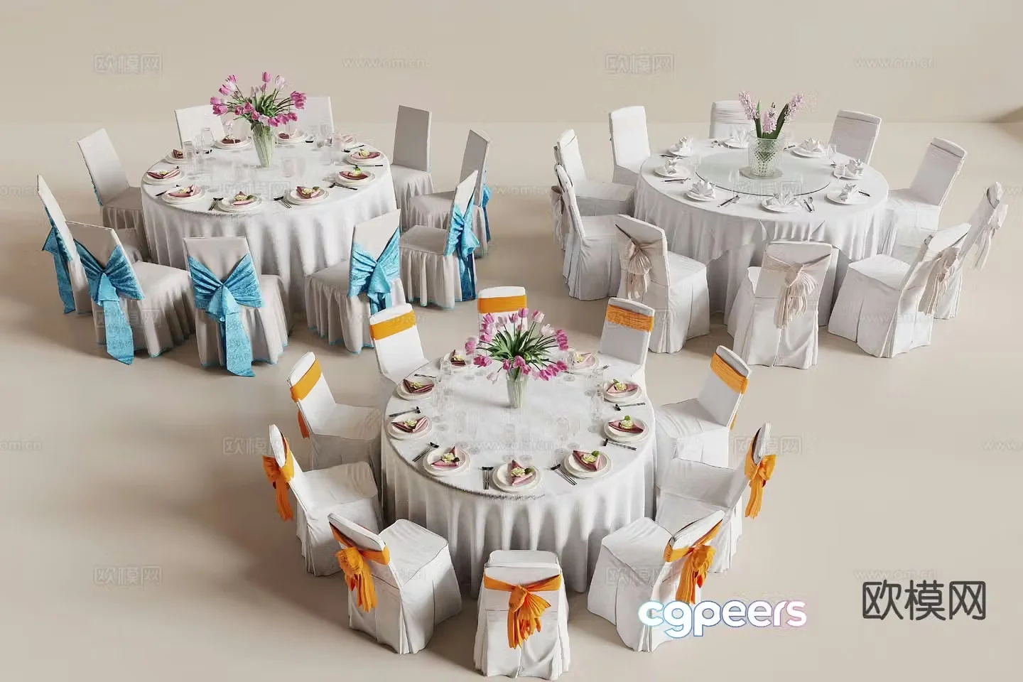 Modern banquet table wedding banquet table 3d model