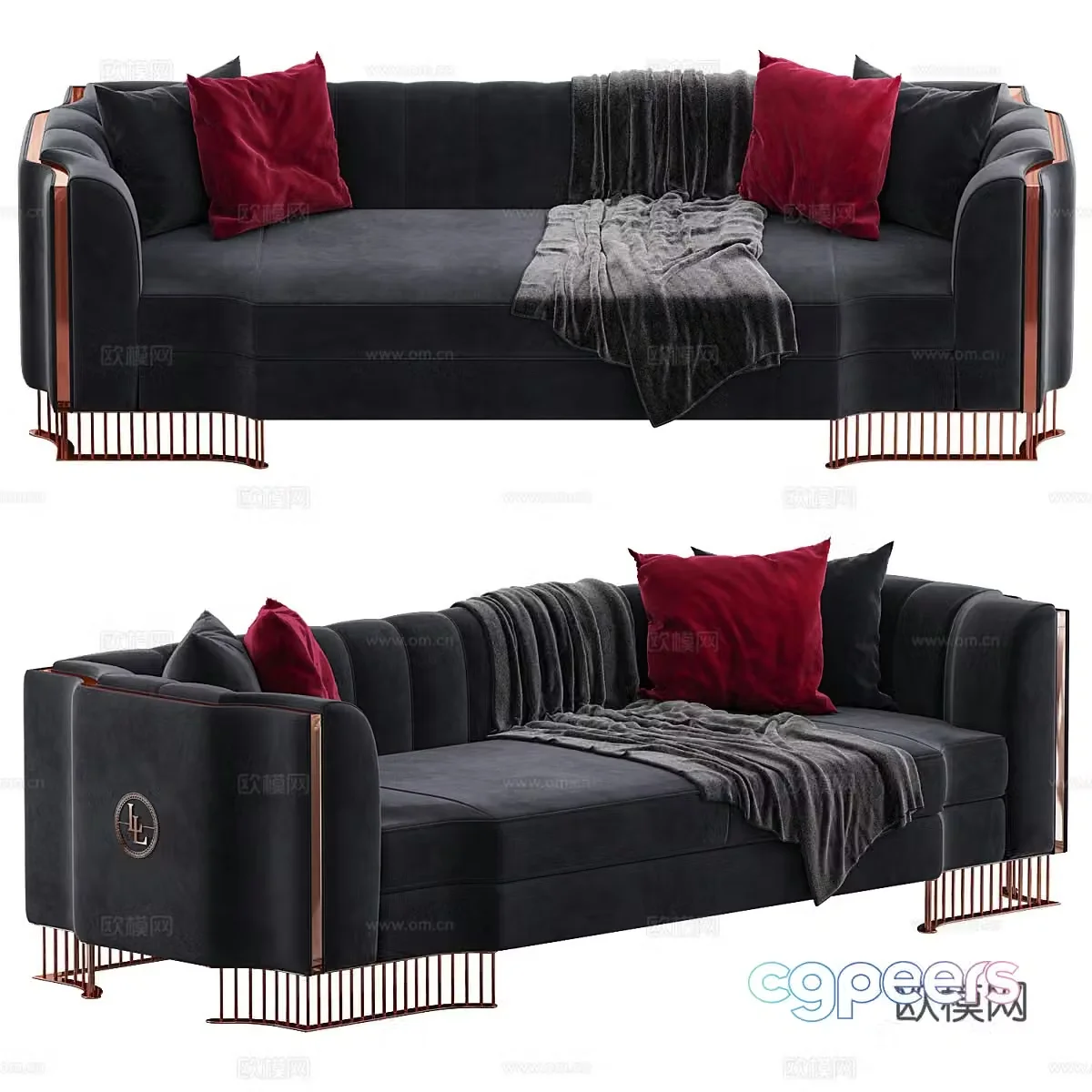 Three-person sofa 3d model