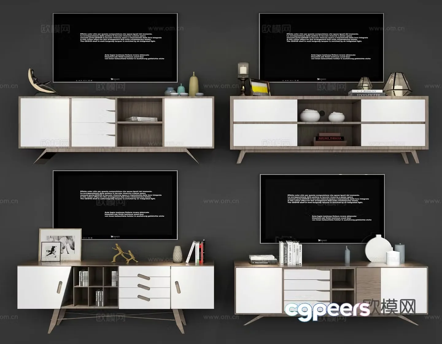 Modern Nordic TV cabinet combination 3D model