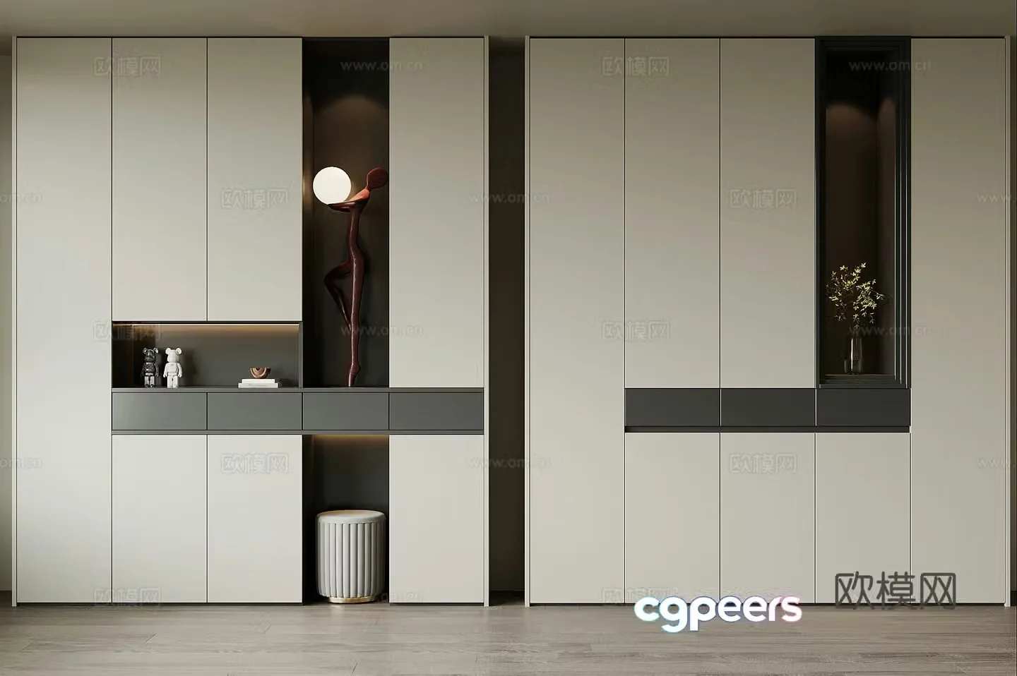 Modern porch cabinet shoe cabinet 3d model