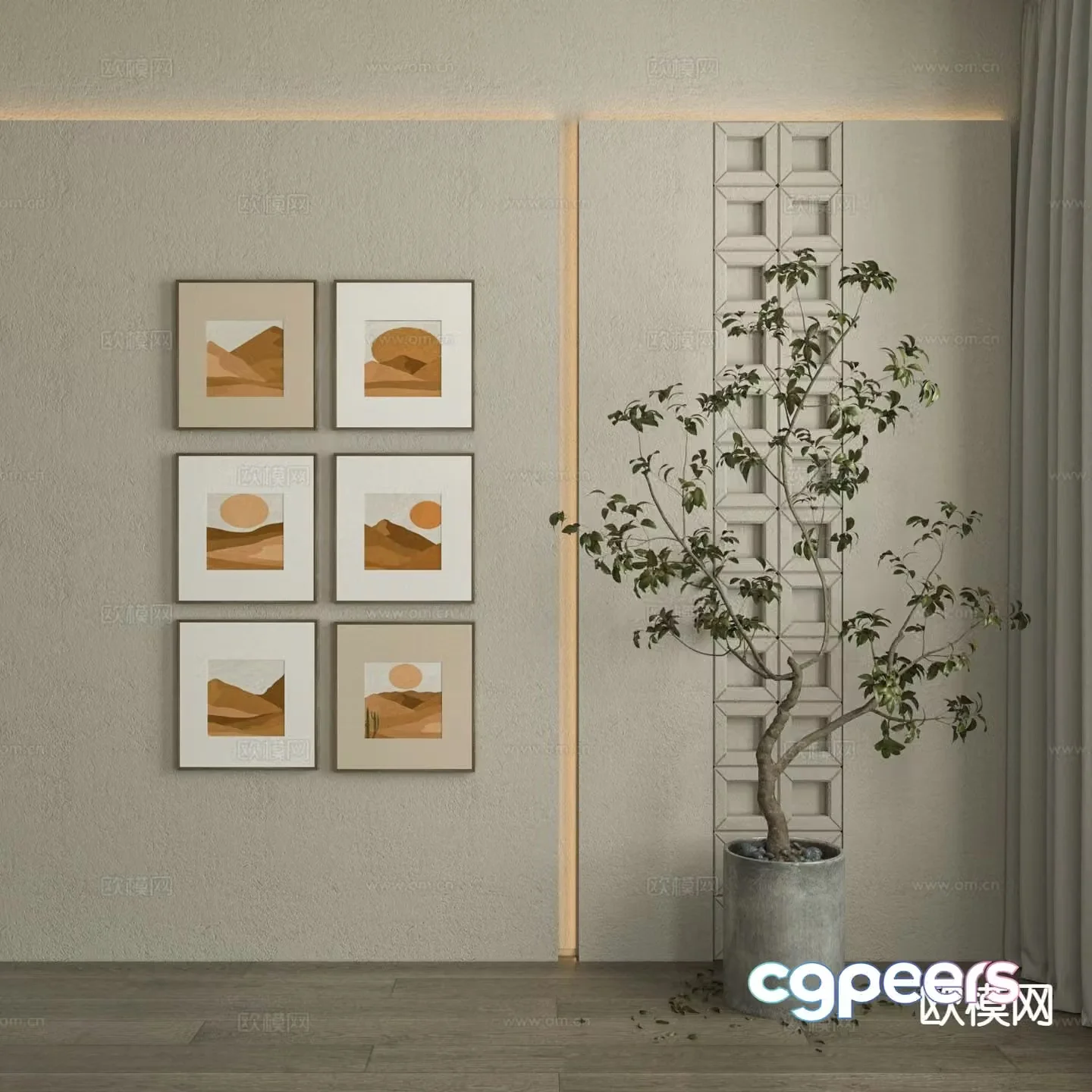 Modern art painting landscape painting decorative painting 3d model