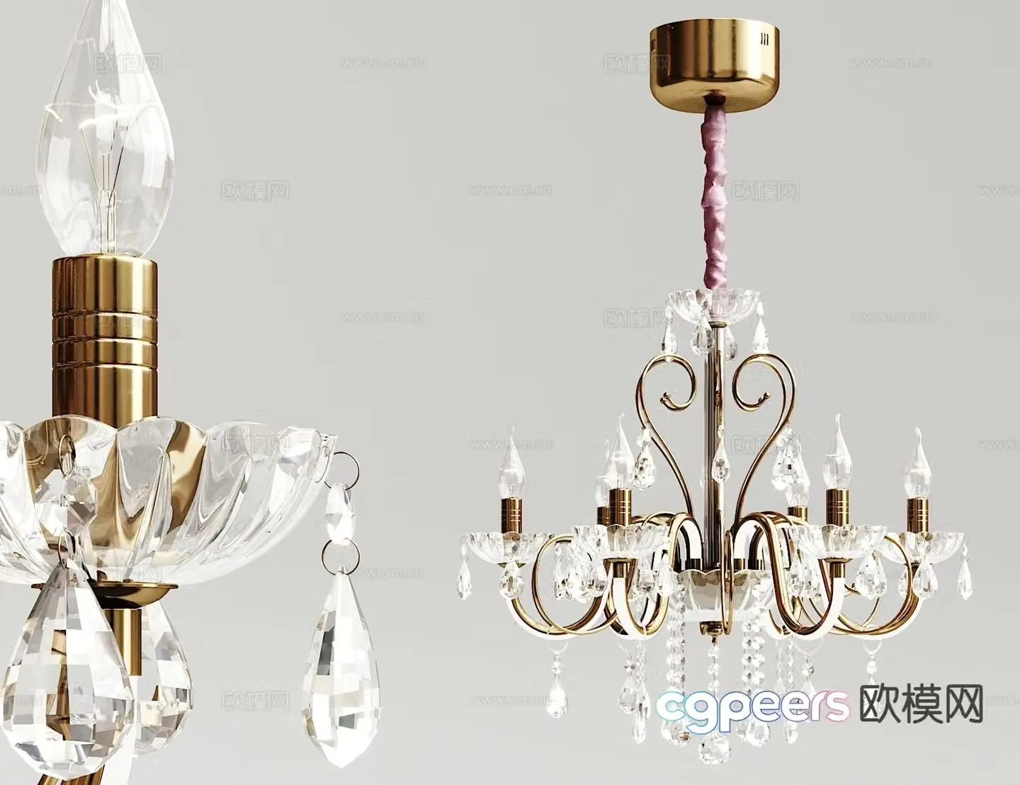 European crystal chandelier 3d model