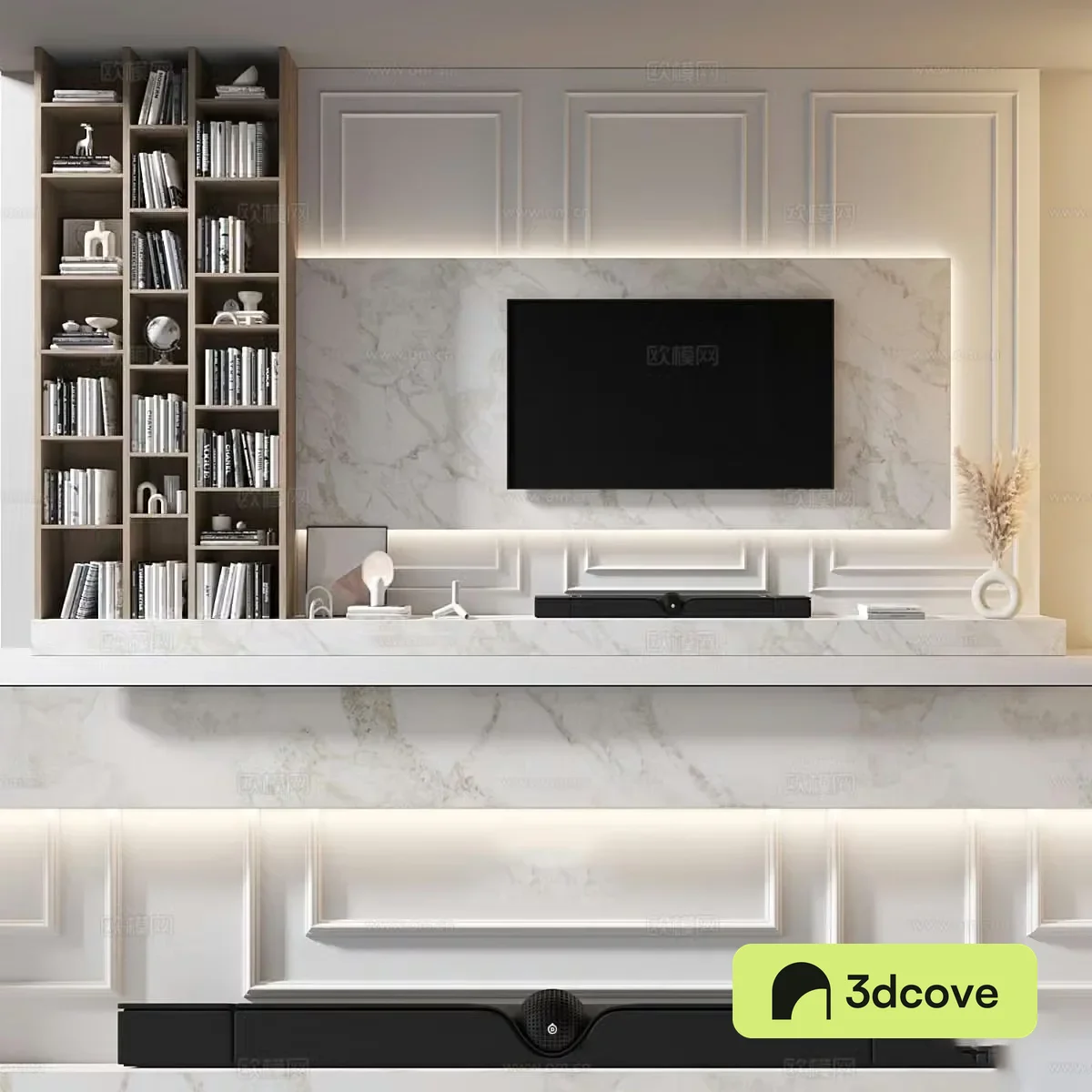 Modern light luxury TV background wall